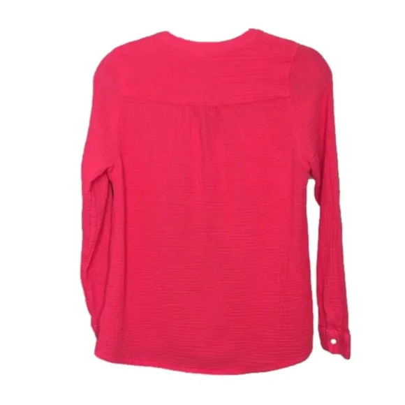 Anthropologie Mote Gauze Cotton Long Sleeve Button V-Neck Lightweight Top Size M - Picture 2 of 5